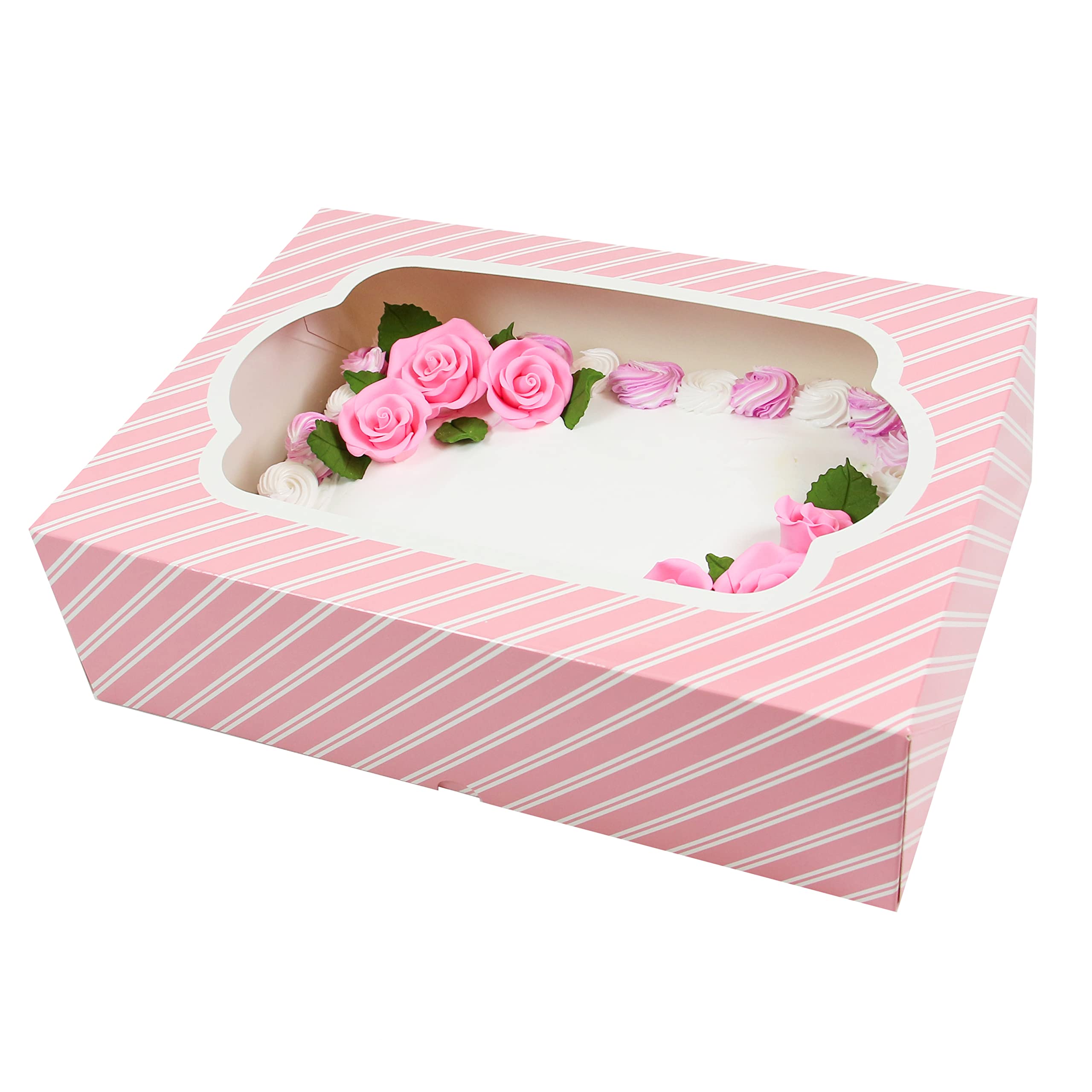 Global Sugar Art Quarter Sheet Cake & Cupcake Box with Window and Cupcake Insert, Auto-Popup, 14 x 10 x 4 Inches, 5 Count