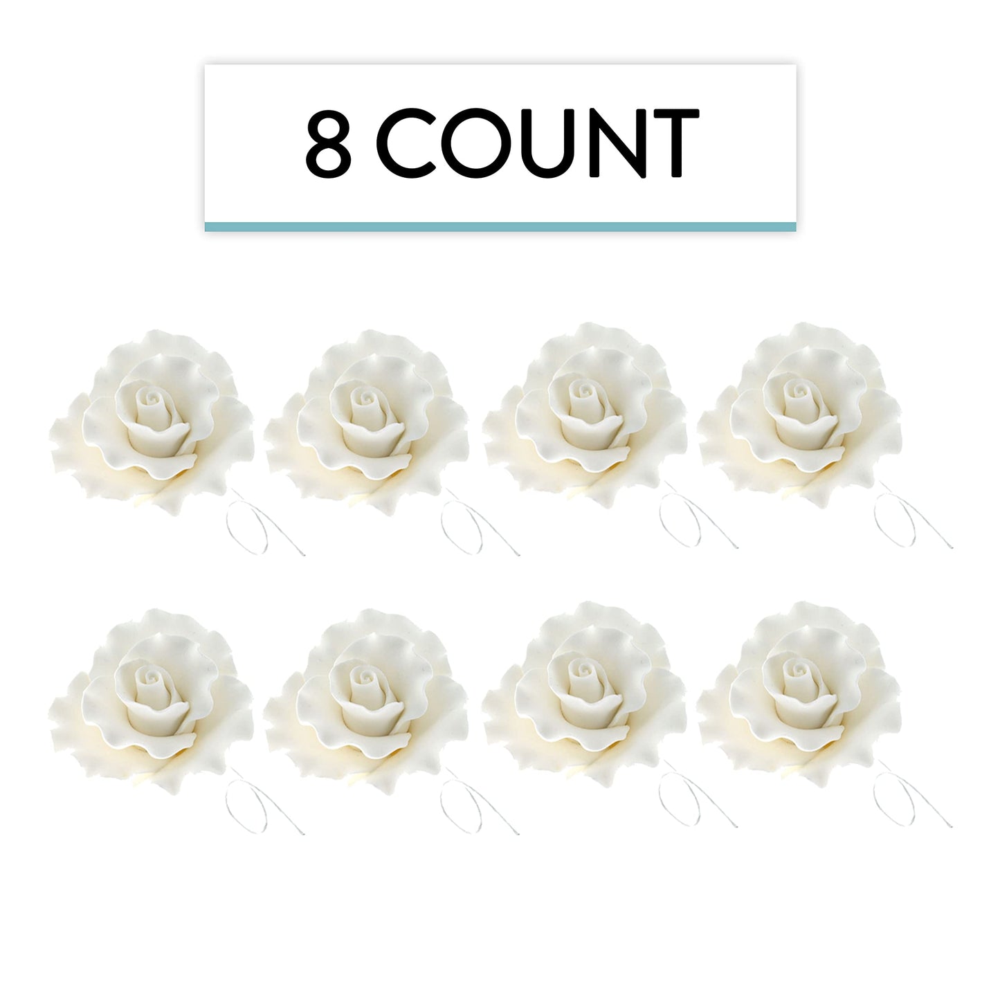 White Aussie Roses, 8 Count