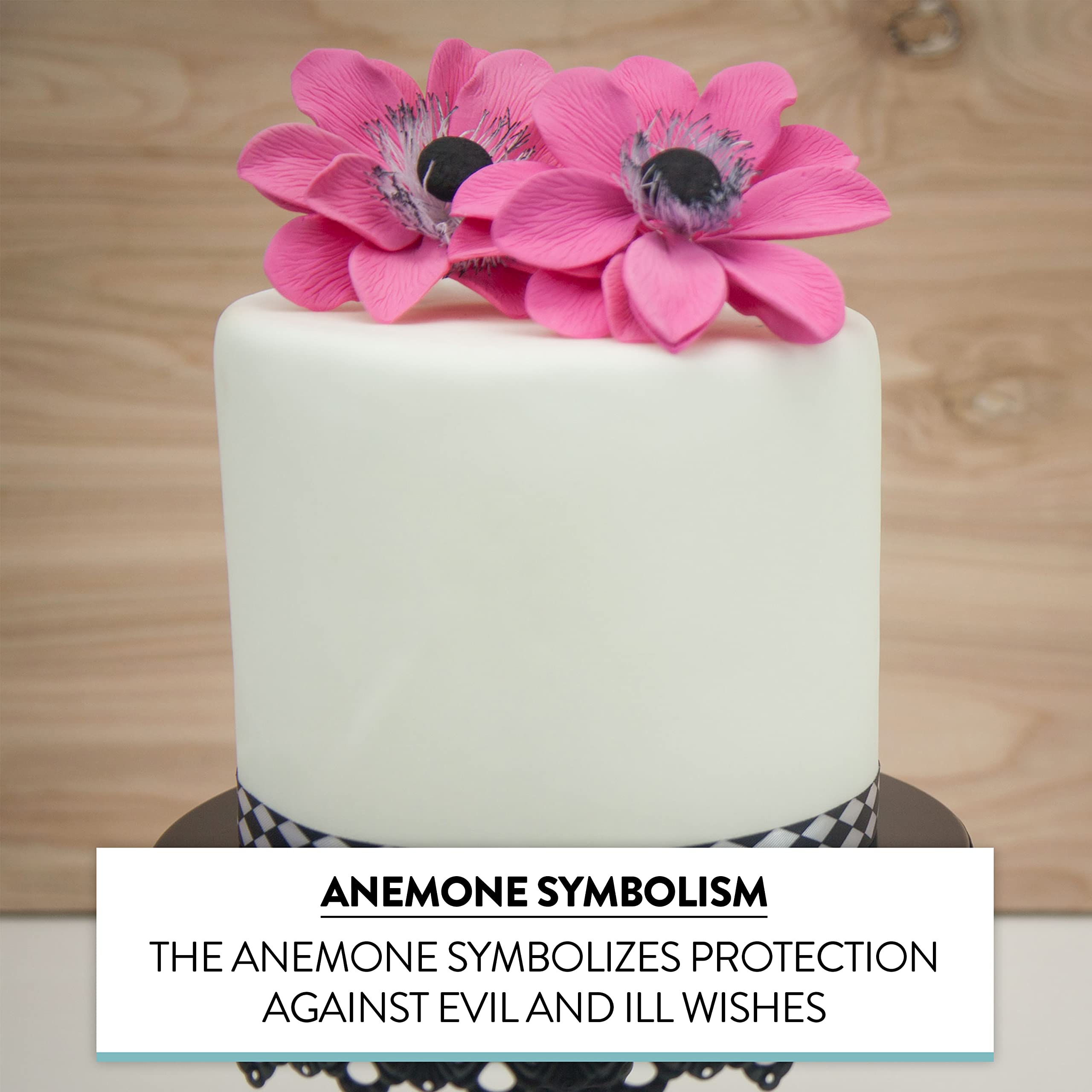 Global Sugar Art Sugar Pink and Black Anemone by Chef Alan Tetreault, 3 Count