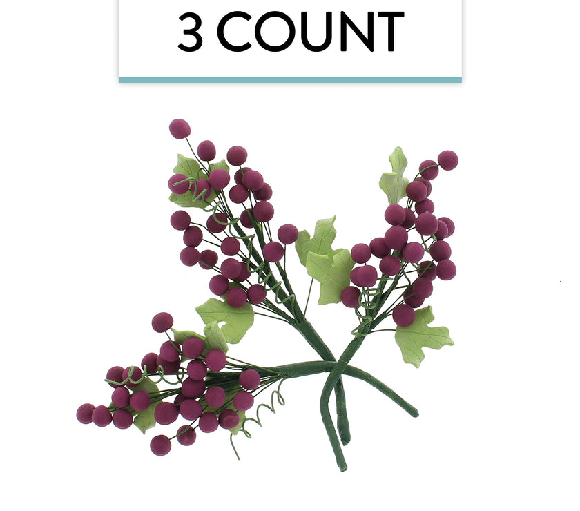 Global Sugar Art Grapes Sugar Cake Flowers Burgundy, 4 Count by Chef Alan Tetreault
