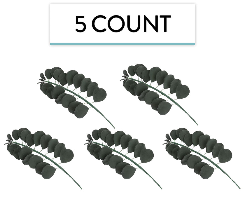 Eucalyptus Sugar Flowers for Cake Decorating, by Global Sugar Art, 5 Count, Green