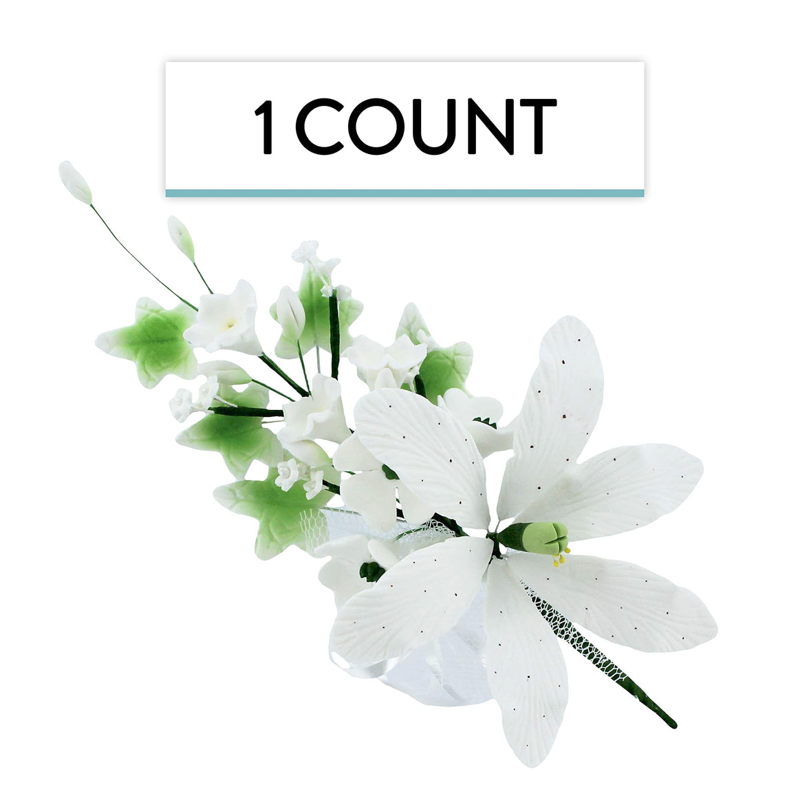 Sugar Lilies, Lily Flower Sprays, Cake Toppers by Global Sugar Art, White Speckled Easter Lily Spray