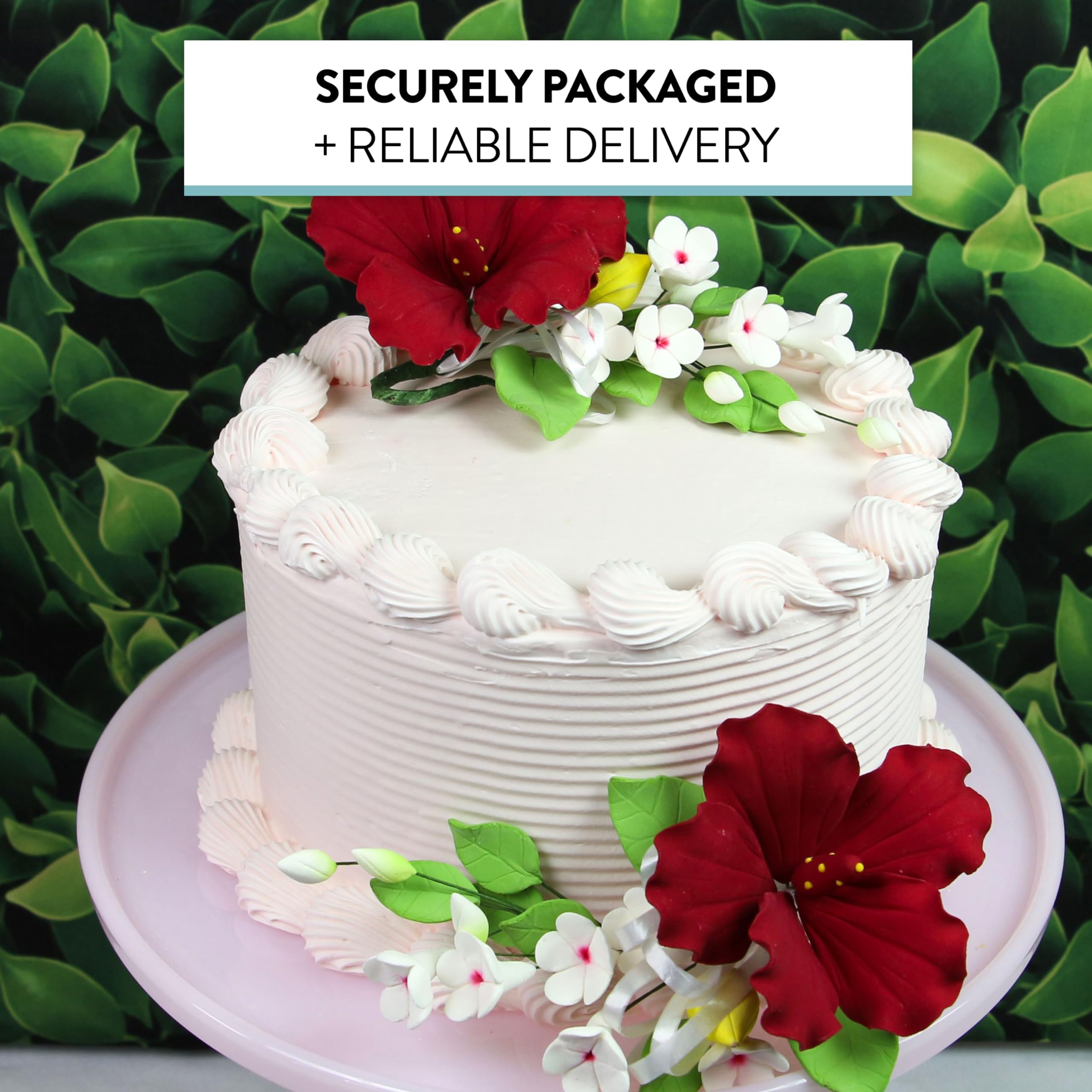 Red Hawaiian Cake Flower Hibiscus Sugar Flower Topper by Global Sugar Art