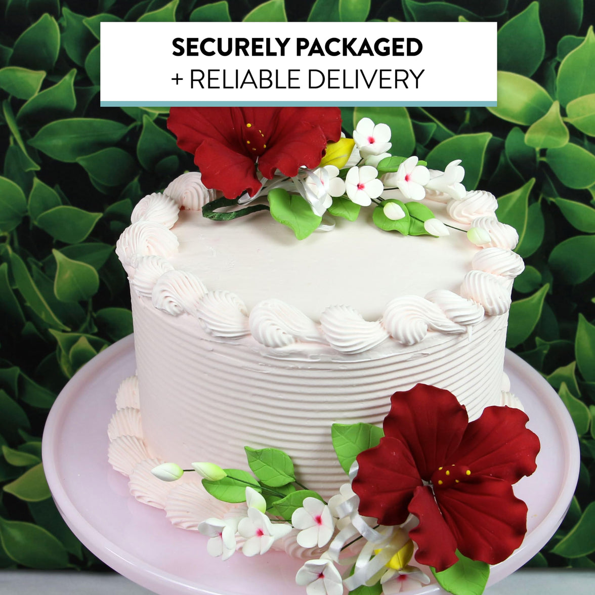 Red Hawaiian Cake Flower Hibiscus Sugar Flower Topper by Global Sugar Art