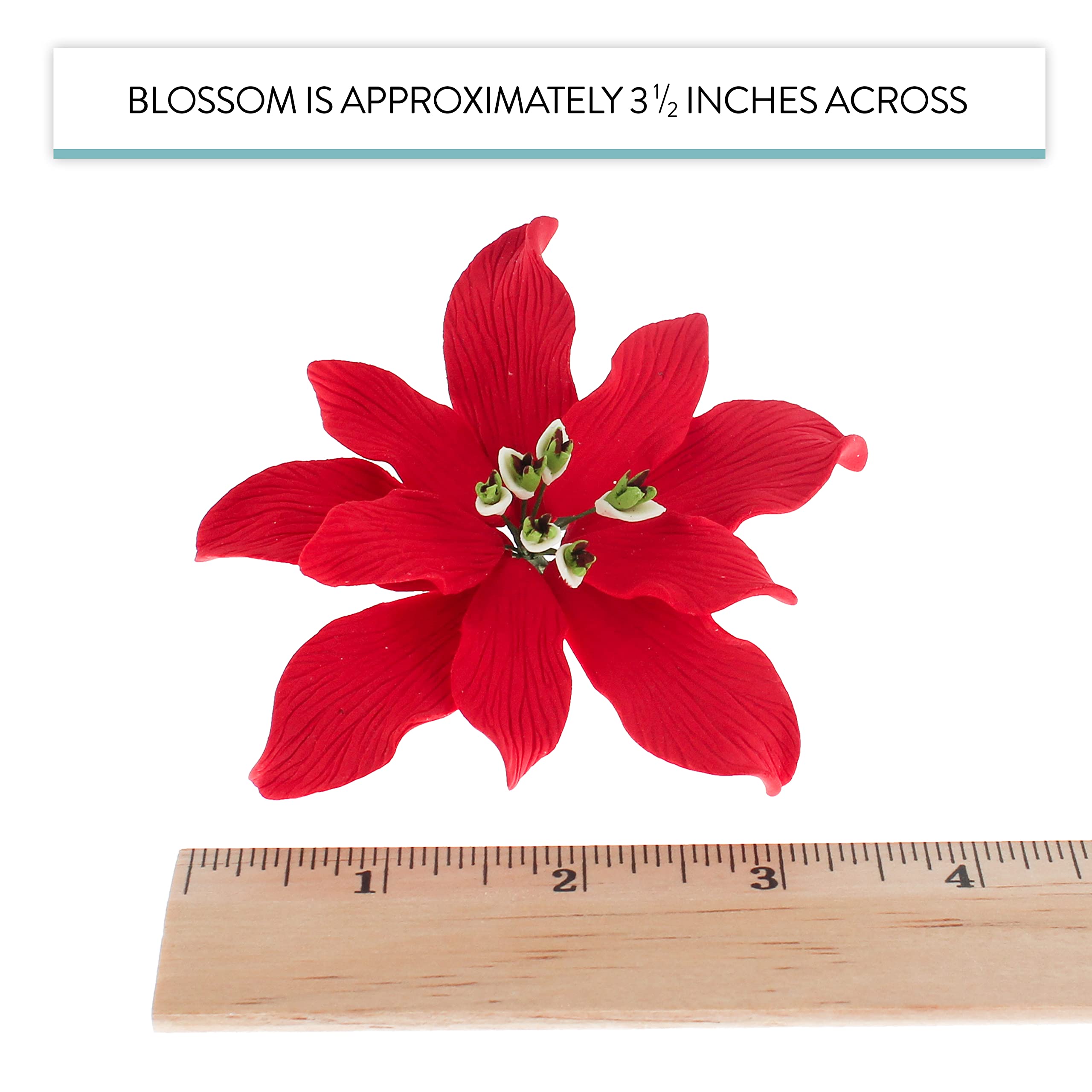 Christmas Poinsettia Sugar Flowers for Cakes, by Global Sugar Art, Small Poinsettia