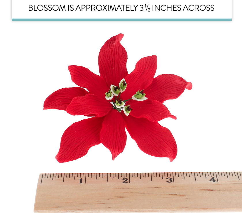Christmas Poinsettia Sugar Flowers for Cakes, by Global Sugar Art, Small Poinsettia