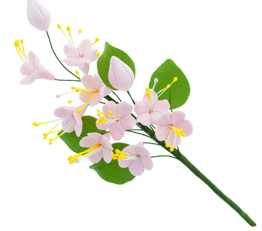 Cherry Blossom Sugar Cake Flower Spray, by Global Sugar Art, Pink, 1 Count