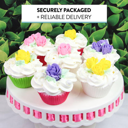 Tiny Pink, Lavender, & Yellow Rose Toppers, Assorted Sizes, 24 Count
