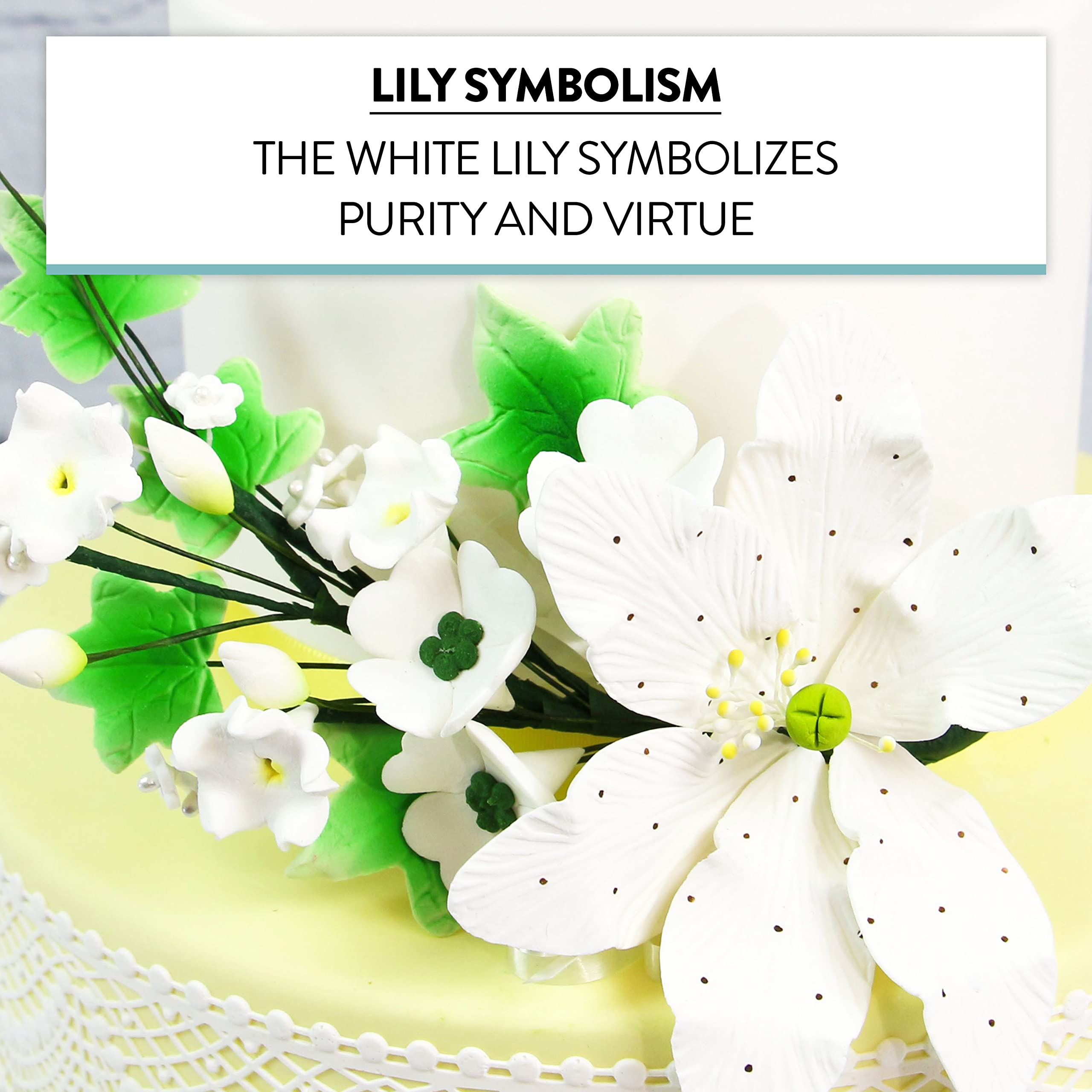 Sugar Lilies, Lily Flower Sprays, Cake Toppers by Global Sugar Art, White Speckled Easter Lily Spray