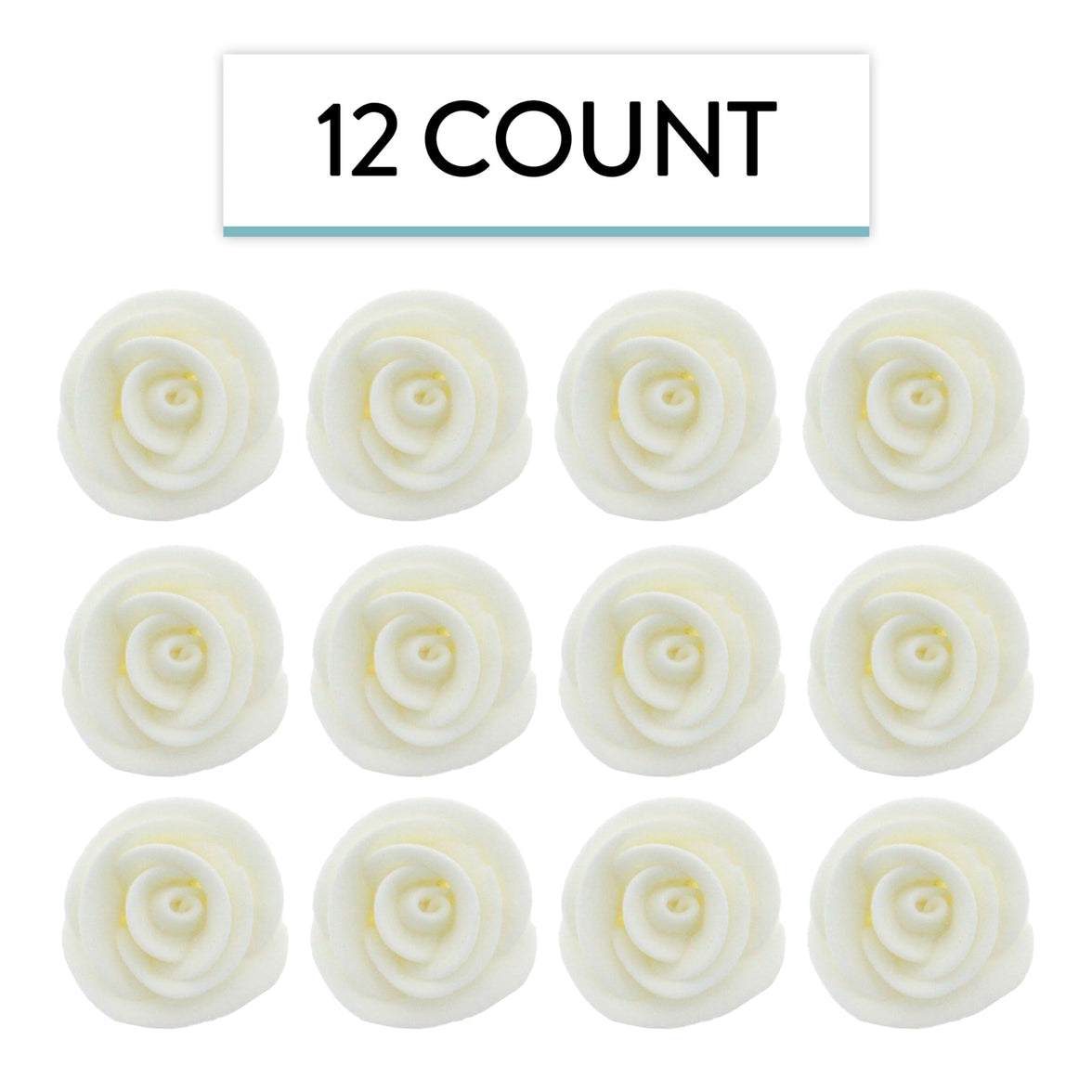 Premium Edible Roses for Cakes and Cupcakes, Sweet Royal Icing Roses, by Global Sugar Art, White