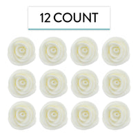 Premium Edible Roses for Cakes and Cupcakes, Sweet Royal Icing Roses, by Global Sugar Art, White