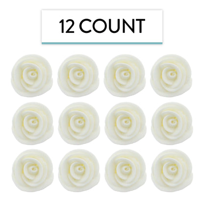 White Edible Roses, 1.5-inch, 12 Count