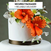 Hibiscus Sugar Cake Flowers, Orange Tropical Sugar Flowers, by Global Sugar Art