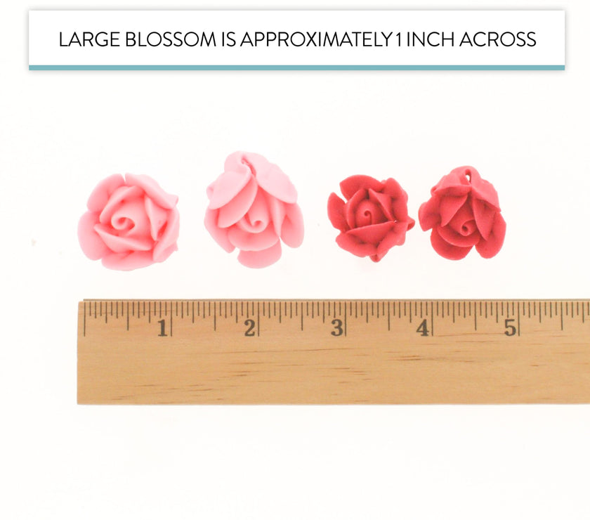 Edible Royal Icing Roses, Two Dozen Roses for Cupcake Decorating, by Global Sugar Art, Pink and Red Rose Set