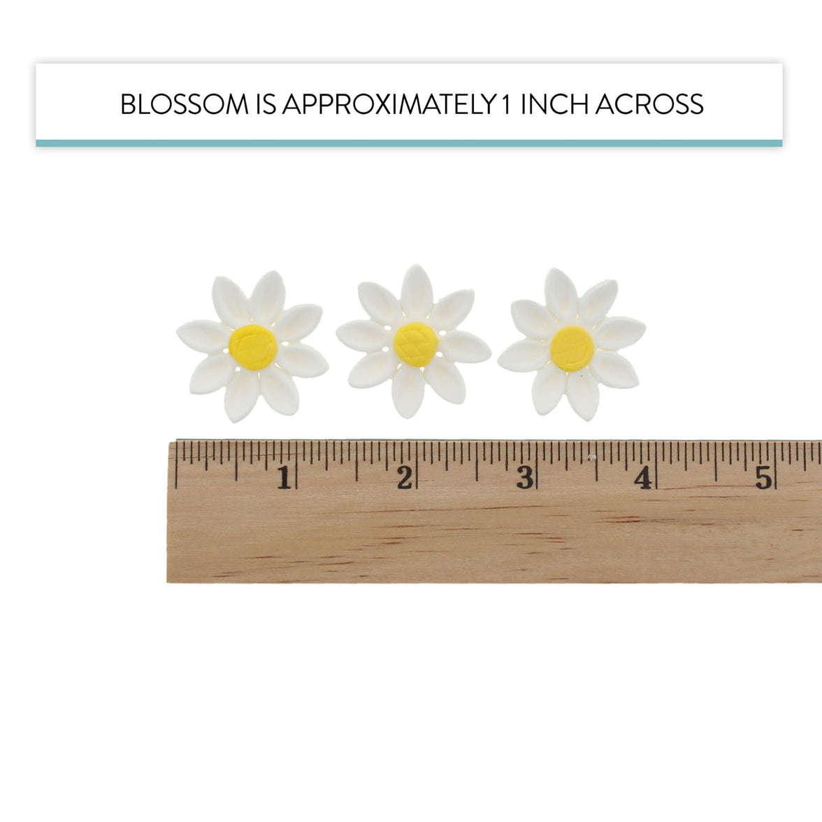 Edible Daisy Cake Decorations, White and Yellow Sugar Flowers, Unwired 1 Inch, Daisy Cupcake Toppers, Edible Flowers Cake Decorations by Chef Alan Tetreault, Global Sugar Art