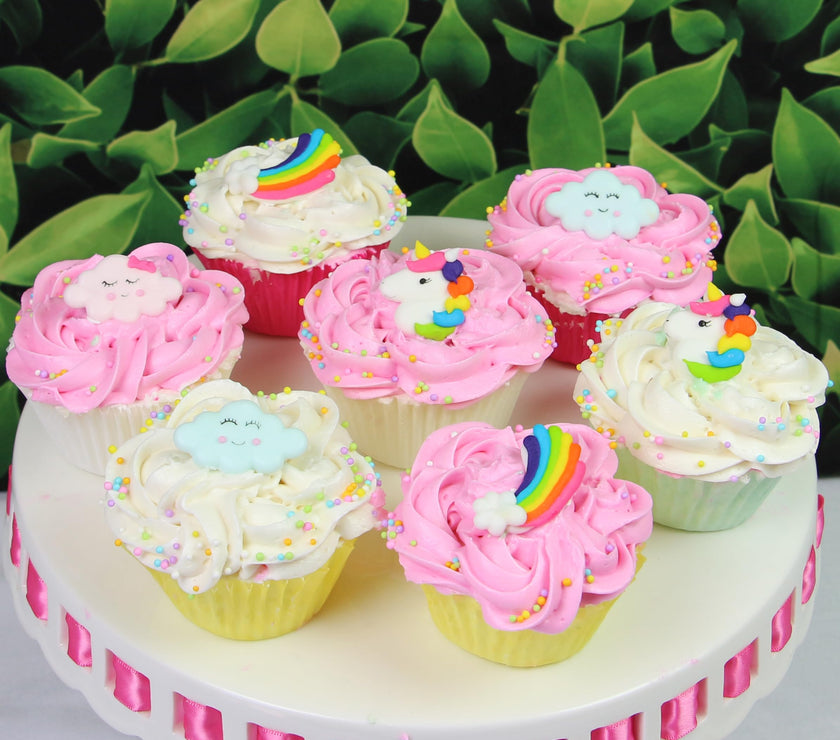 Unicorns, Rainbows & Clouds Edible Kosher Royal Icing Decorations for Cakes, Cupcakes and Cookies, by Global Sugar Art