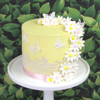 Edible Daisy Cake Decorations, White and Pink Sugar Flowers, Unwired 3/4 Inch, Daisy Cupcake Toppers, Edible Flowers Cake Decorations by Chef Alan Tetreault, Global Sugar Art