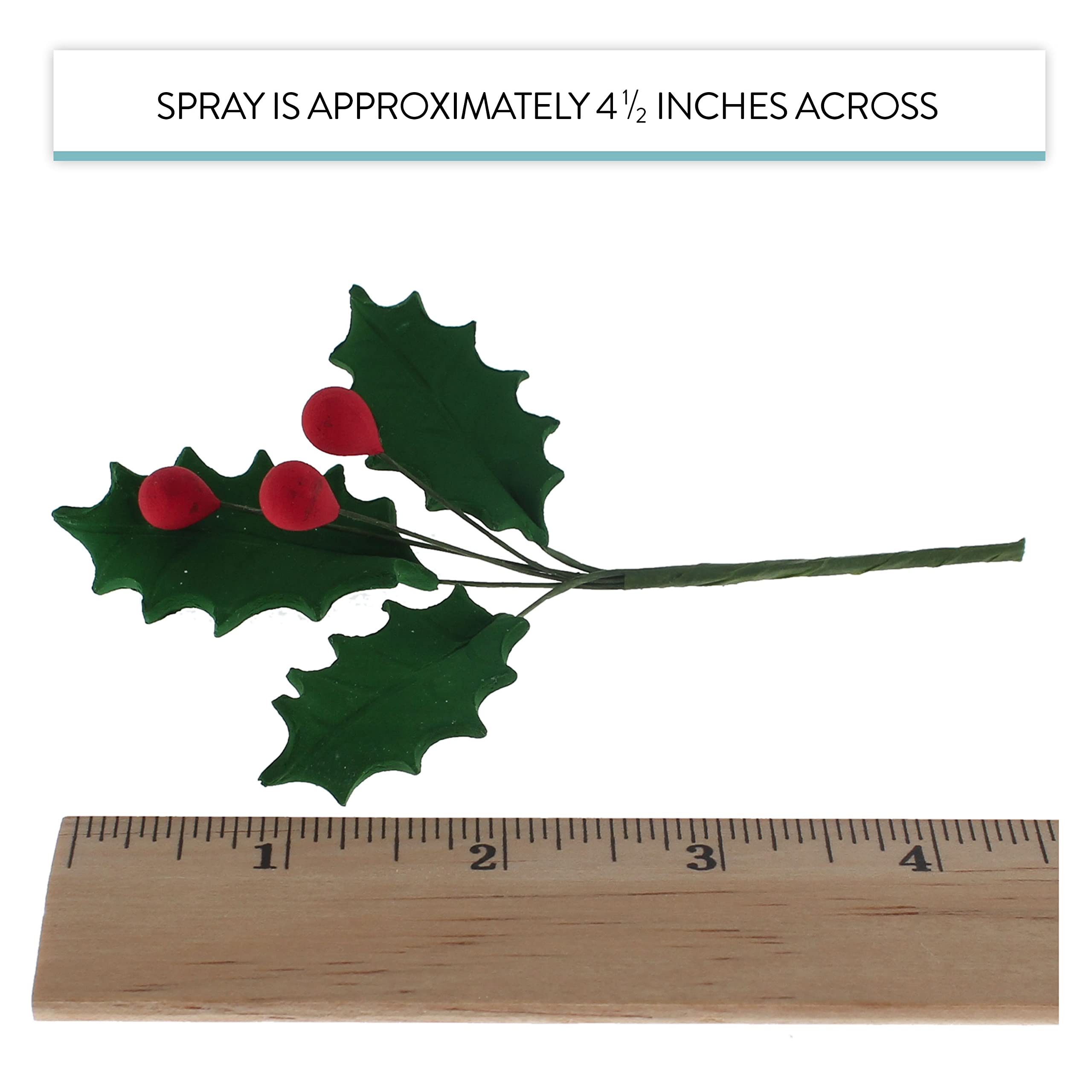 Christmas Holly Leaf Sprays for Cakes and Decorating, by Global Sugar Art