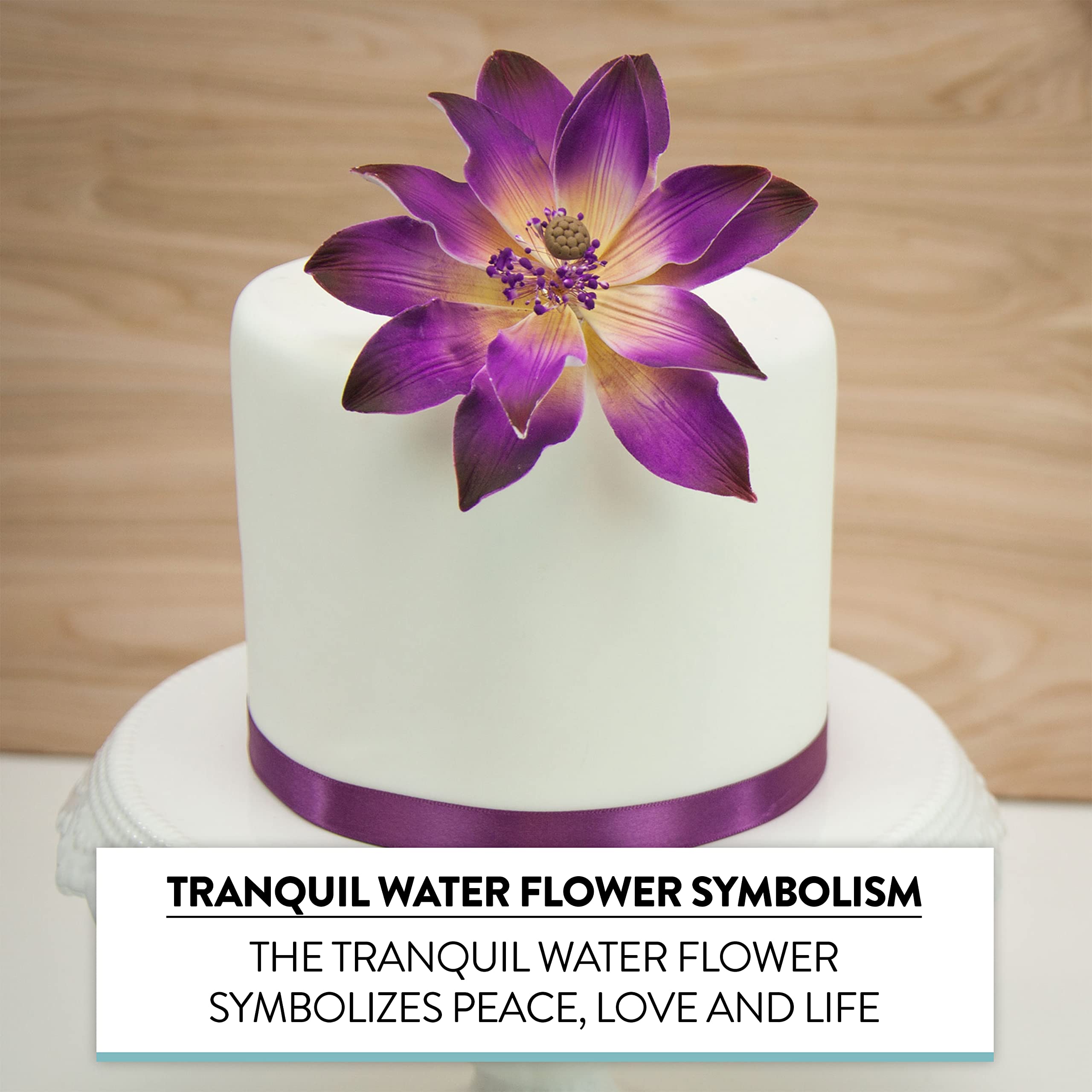 Tranquil Water Flowers, Decorative Sugar Cake Flowers by Global Sugar Art, 3 Count, Purple