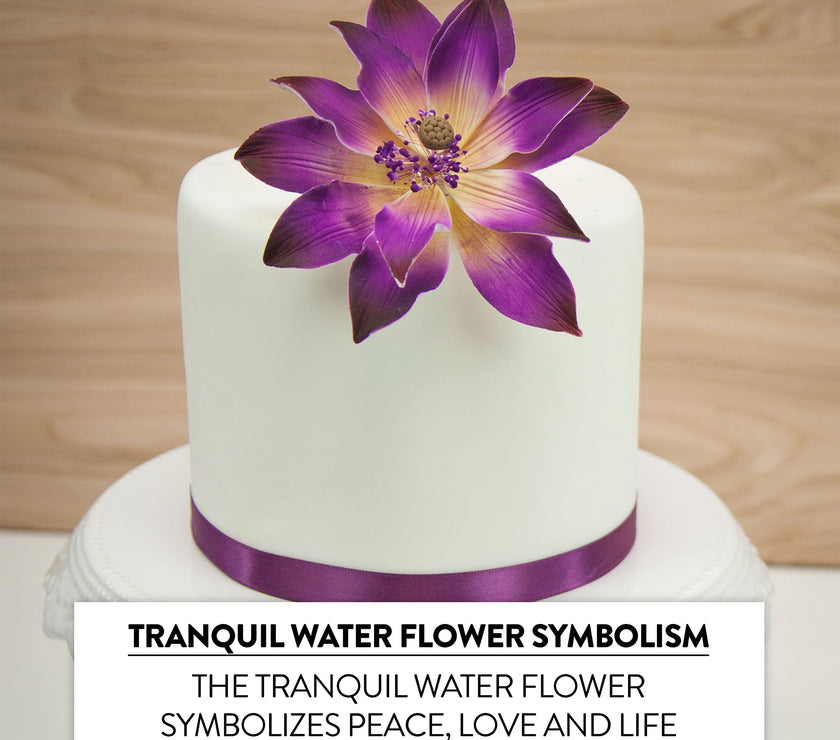 Tranquil Water Flowers, Decorative Sugar Cake Flowers by Global Sugar Art, 3 Count, Purple