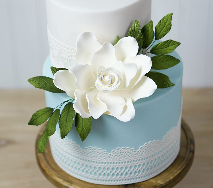 Gardenia Sugar Cake Flowers, White, 8 Count by Global Sugar Art