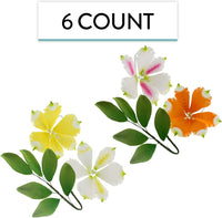 Global Sugar Art Alstroemeria Sugar Cake Flowers, Assorted Colors, 6 Count Set with Leaf Sprays by Chef Alan Tetreault