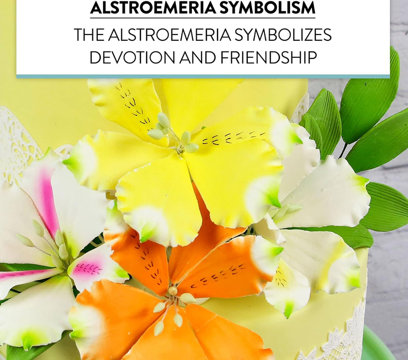 Global Sugar Art Alstroemeria Sugar Cake Flowers, Assorted Colors, 6 Count Set with Leaf Sprays by Chef Alan Tetreault