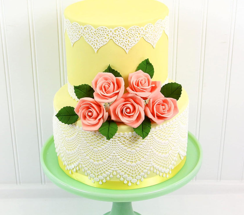 Peace Rose Sugar Flowers for Cake Decorating, by Global Sugar Art, Medium, Apricot