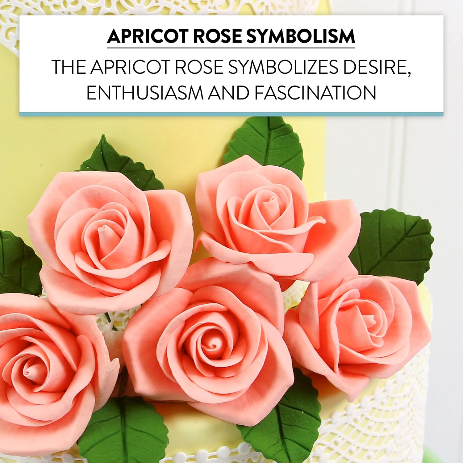 Peace Rose Sugar Flowers for Cake Decorating, by Global Sugar Art, Medium, Apricot