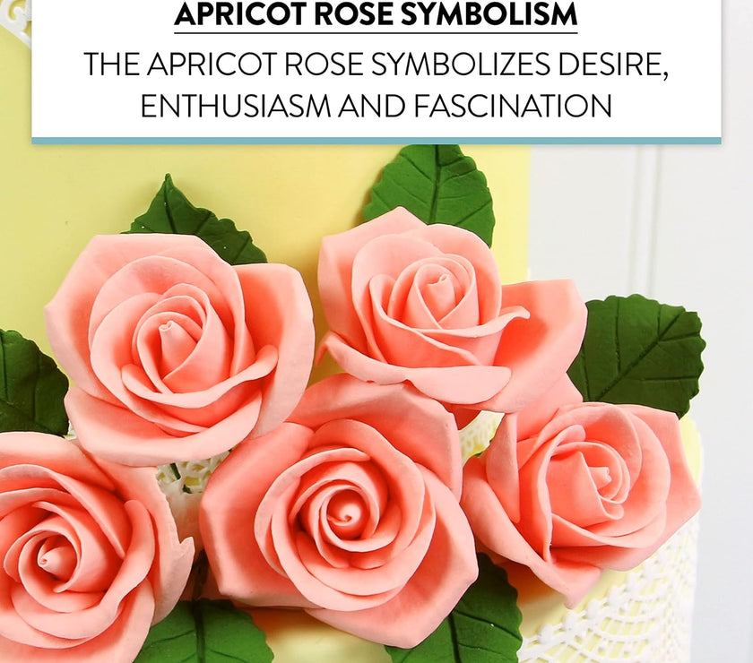 Peace Rose Sugar Flowers for Cake Decorating, by Global Sugar Art, Medium, Apricot