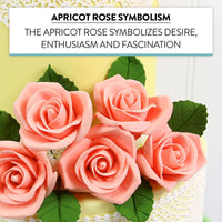 Peace Rose Sugar Flowers for Cake Decorating, by Global Sugar Art, Medium, Apricot