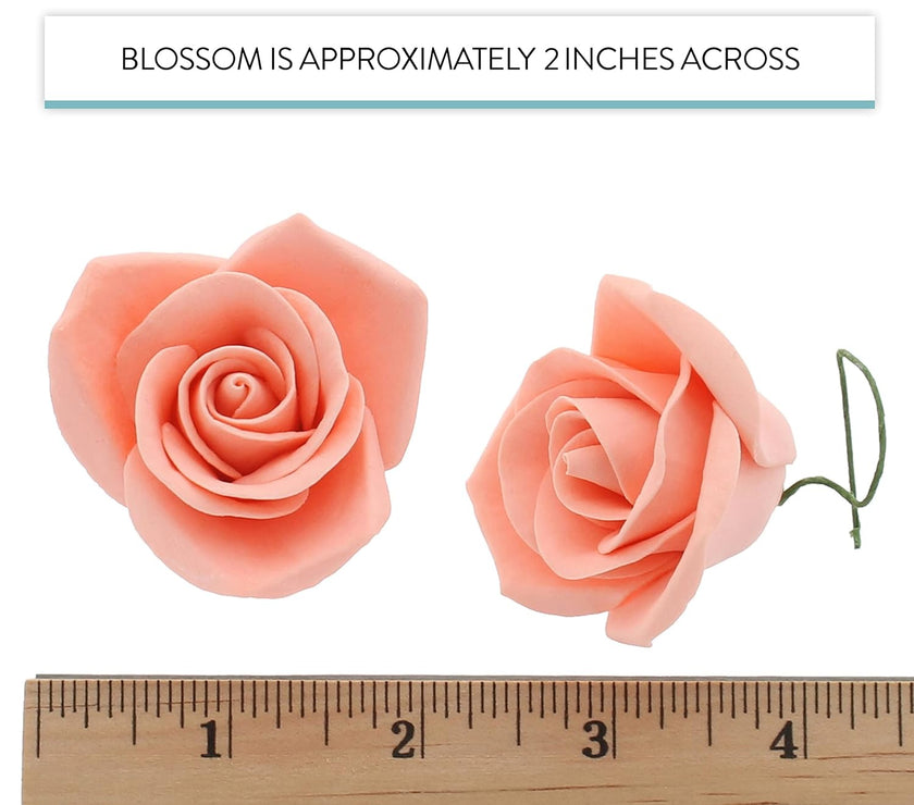 Peace Rose Sugar Flowers for Cake Decorating, by Global Sugar Art, Medium, Apricot