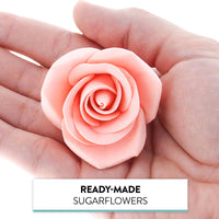 Peace Rose Sugar Flowers for Cake Decorating, by Global Sugar Art, Medium, Apricot