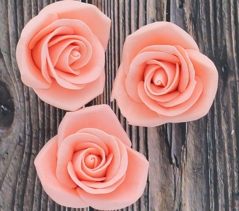 Peace Rose Sugar Flowers for Cake Decorating, by Global Sugar Art, Medium, Apricot