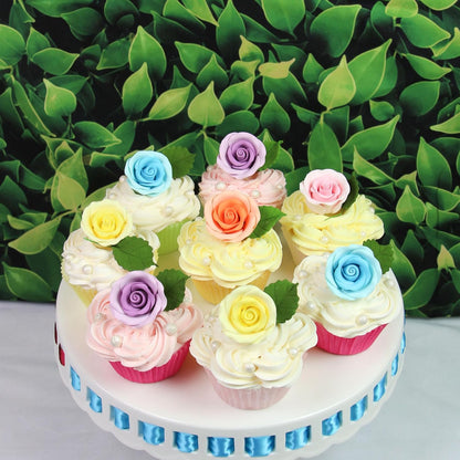 Assorted Pastel Edible Roses, Premium, 1.5-inch, 12 Count