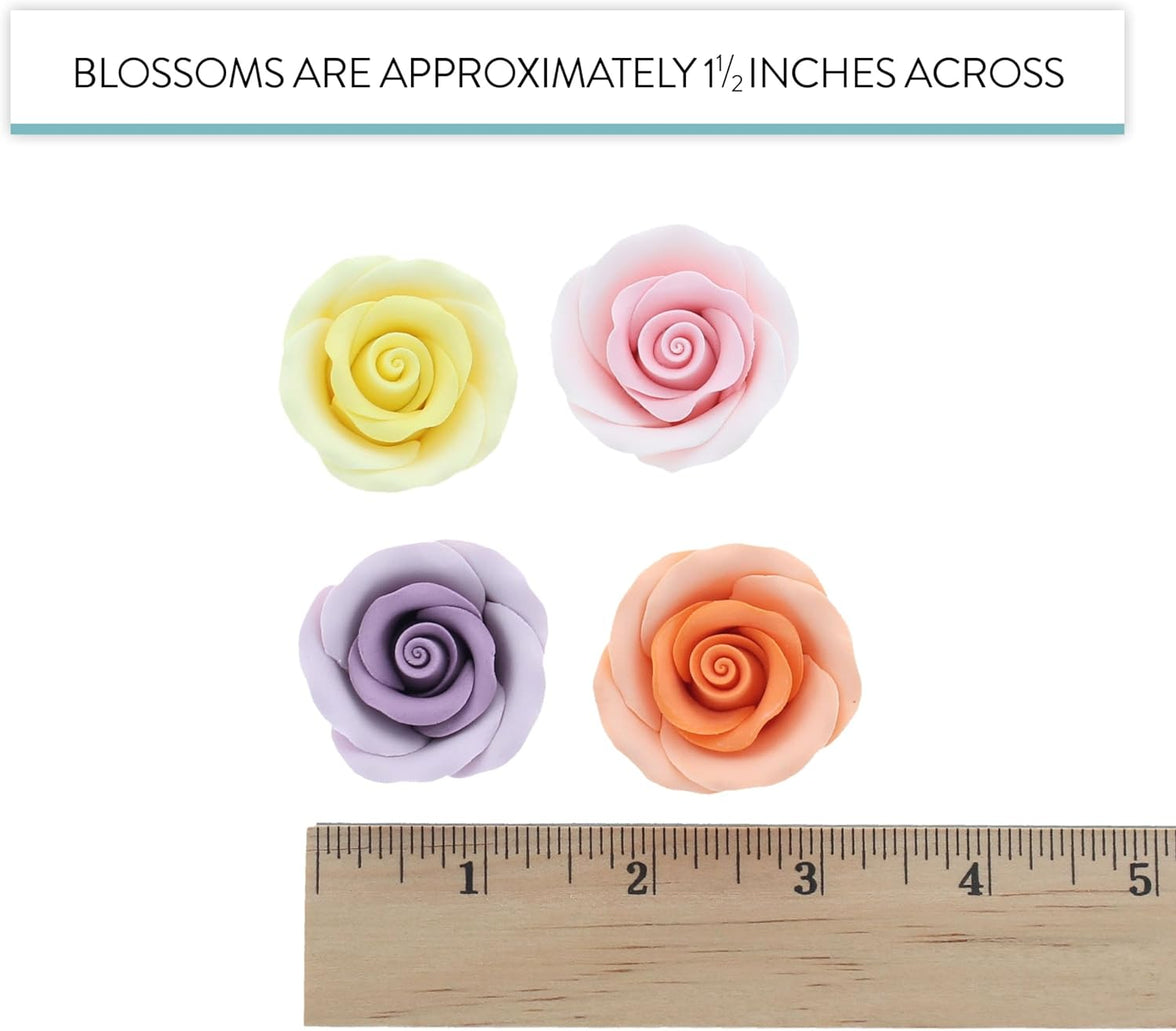 Premium Roses for Decorating Cakes and Cupcakes, by Global Sugar Art, Medium, Lavender Pink Yellow Peach