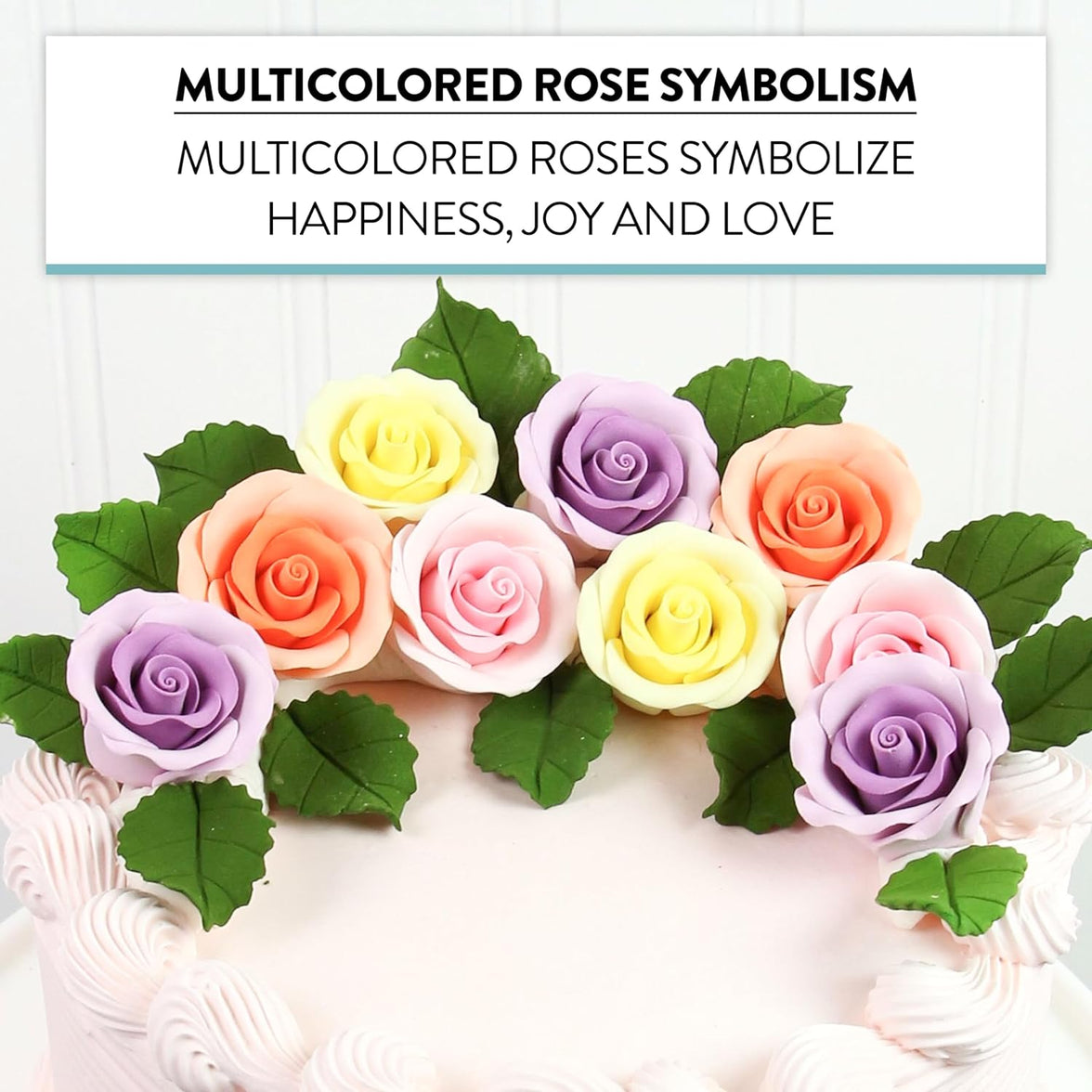 Premium Roses for Decorating Cakes and Cupcakes, by Global Sugar Art, Medium, Lavender Pink Yellow Peach