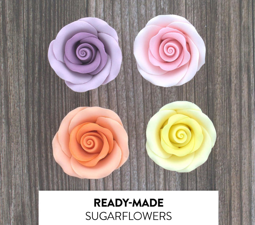 Premium Roses for Decorating Cakes and Cupcakes, by Global Sugar Art, Medium, Lavender Pink Yellow Peach