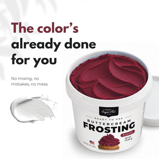 Global Sugar Art Burgundy Buttercream Frosting 16oz - image 2