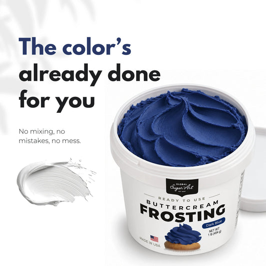 Global Sugar Art Dark Blue Buttercream Frosting 16oz - image 2