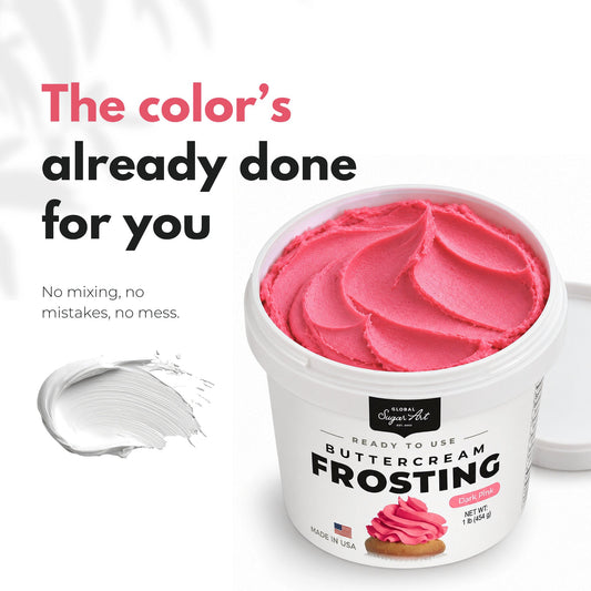Global Sugar Art Dark Pink Buttercream Frosting 16oz - image 2