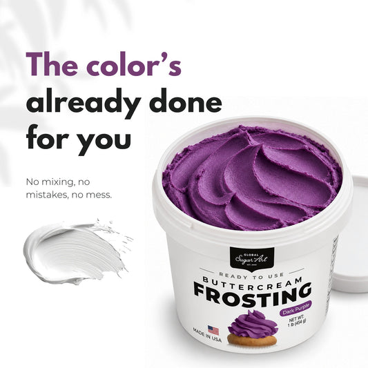 Global Sugar Art Dark Purple Buttercream Frosting 16oz - image 2