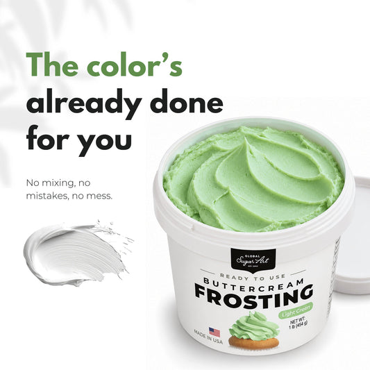 Global Sugar Art Light Green Buttercream Frosting 16oz - image 2