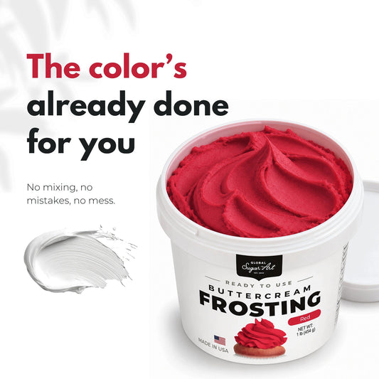 Global Sugar Art Red Buttercream Frosting 16oz - image 2
