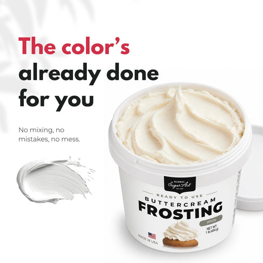 Global Sugar Art Pure White Buttercream Frosting 16oz - image 2