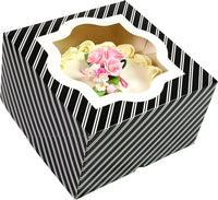 Global Sugar Art Auto-Popup Extra Deep Square Cake Box with Window, 10 x 10 x 6 Inches