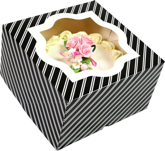 10 x 10 x 6 Inch Extra Deep Square Cake Box with Window