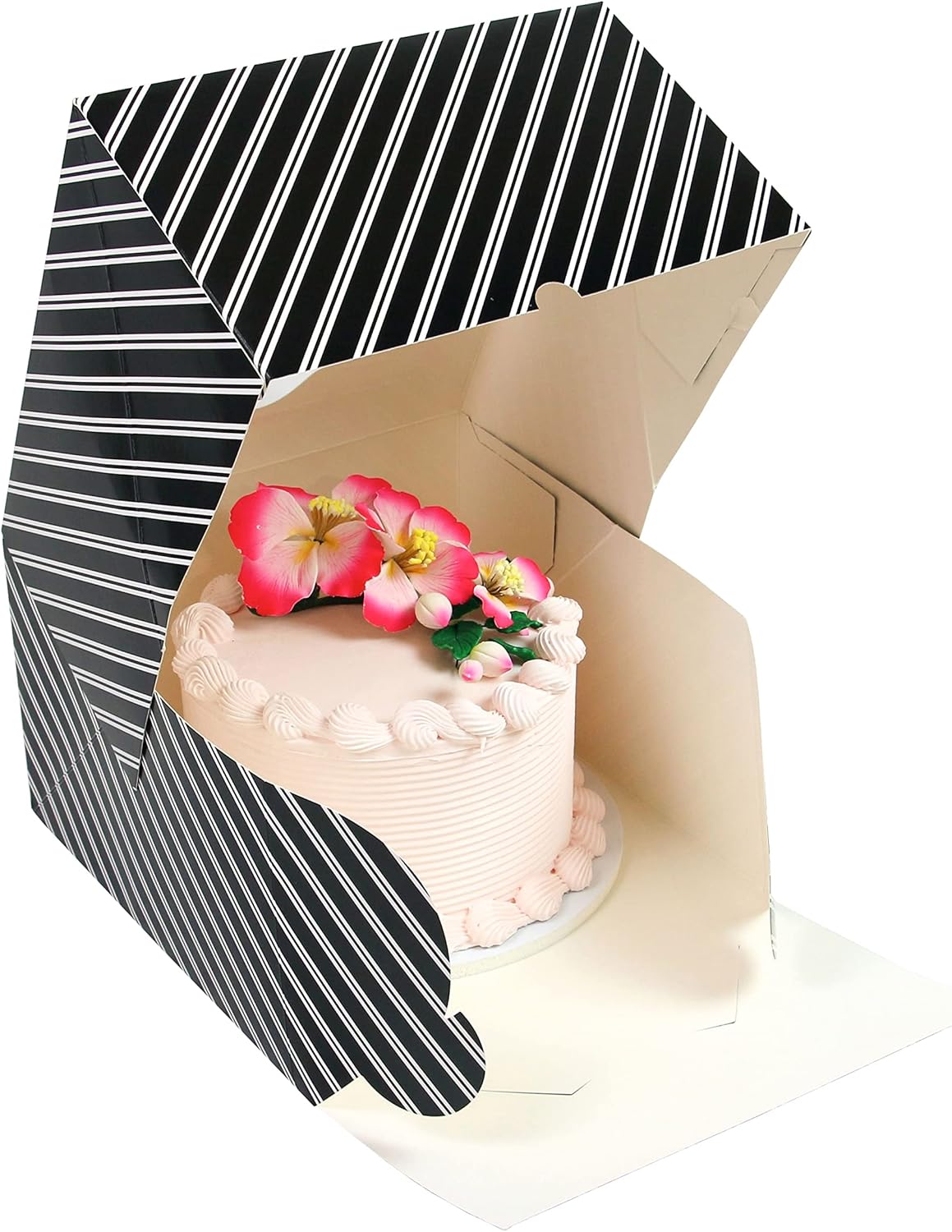 Global Sugar Art Auto-Popup Extra Deep Square Cake Box with Window, 10 x 10 x 6 Inches