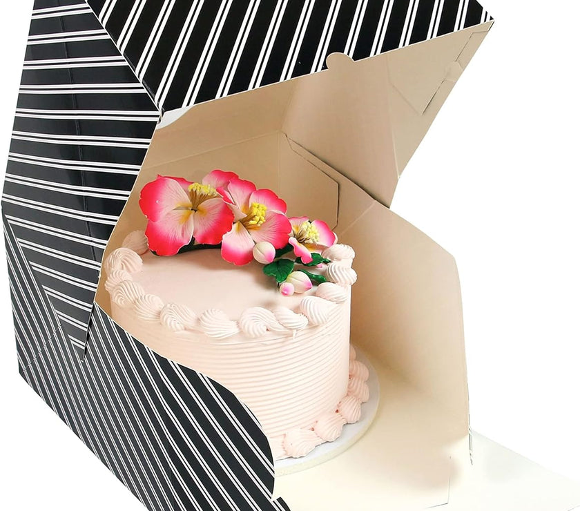 Global Sugar Art Auto-Popup Extra Deep Square Cake Box with Window, 10 x 10 x 6 Inches