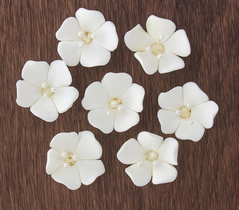 Global Sugar Art Blossom Sugar Wedding Cake Flowers with Pearl Stamens, White, by Chef Alan Tetreault